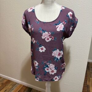 Pink Republic Mauve Floral Women's Blouse - Size Medium